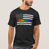 USA Rainbow Pride Thin Line T-Shirt (Vorderseite)