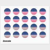 USA Red Blue White Stars Streifen Round Stickers (Blatt)