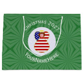 USA Red Hair Angel Christmas Flag Personalisiert Große Geschenktüte (Vorderseite)