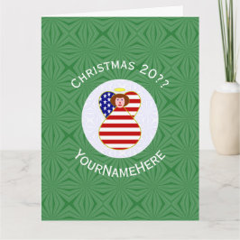 USA Red Hair Angel Christmas Flag Personalisiert Karte