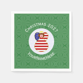 USA Red Haired Angel Christmas Flag Personalisiert Serviette