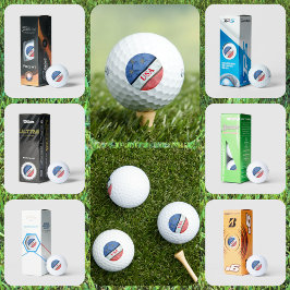 USA Red White and Blue American Flag Golfball