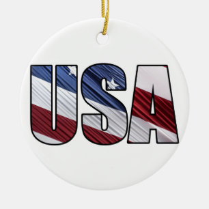 USA - Red White and Blue American Patriotic Flag Keramikornament