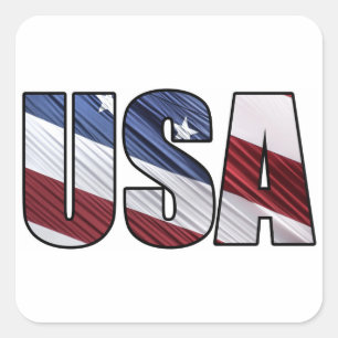 USA - Red White and Blue American Patriotic Flag Quadratischer Aufkleber