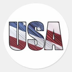 USA - Red White and Blue American Patriotic Flag Runder Aufkleber