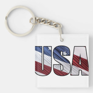 USA - Red White and Blue American Patriotic Flag Schlüsselanhänger