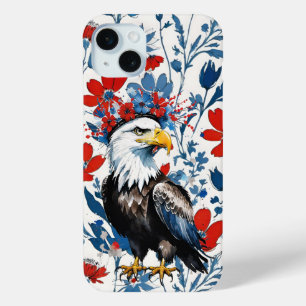 USA Red White and Blue Floral with Bald Eagle Case-Mate iPhone Hülle