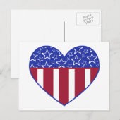 USA Red White and Blue Heart Postcard Postkarte (Vorne/Hinten)