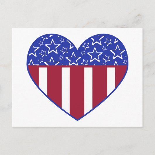 USA Red White and Blue Heart Postcard Postkarte (Vorderseite)