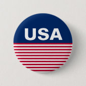 USA Red White and Blue Text Stripes Patriotic Button (Vorderseite)