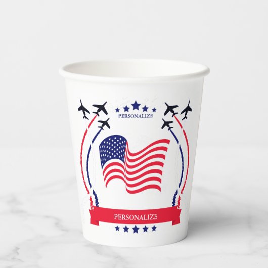 USA Red White & Blue Any Occasion Party Supplies Pappbecher (Rückseite)