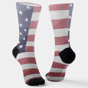 USA Red White Blue Geometric Mesh Pattern Socken