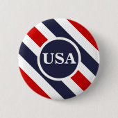 USA Red White Blue Strip Round Button (Vorderseite)