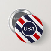 USA Red White Blue Strip Round Button (Vorne & Hinten)