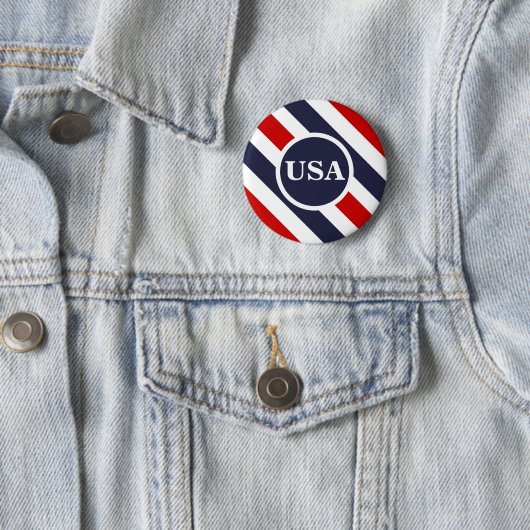 USA Red White Blue Strip Round Button (Beispiel)