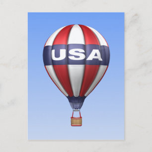 USA Red White und Blue Balloon Postcard Postkarte