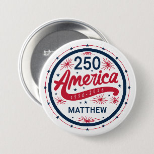 USA Rot Weiß Blau Amerikas 250. Jubiläum Button