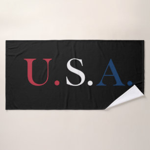 USA Rot Weiß Blau Schriftzug Design  Badehandtuch