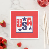 USA Rot, Weiß und Blau mit Sternen Serviette (Beispiel)