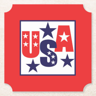 USA Rot, Weiß und Blau mit Sternen Untersetzer