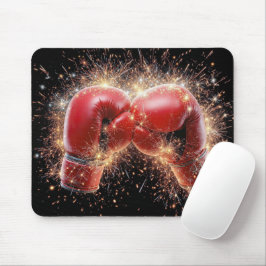 USA - Rote Boxhandschuhe in Feuerwerken Mousepad
