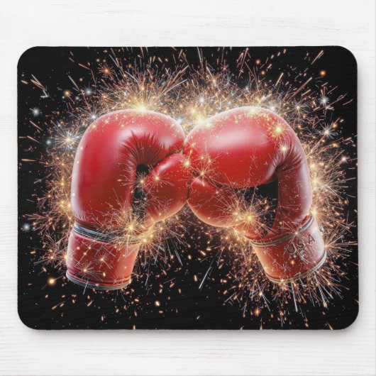 USA - Rote Boxhandschuhe in Feuerwerken Mousepad (Vorne)