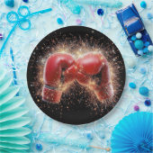 USA - Rote Boxhandschuhe in Feuerwerken Pappteller (Party)