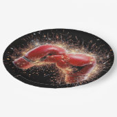 USA - Rote Boxhandschuhe in Feuerwerken Pappteller (Schrägansicht)