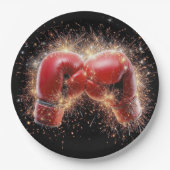 USA - Rote Boxhandschuhe in Feuerwerken Pappteller (Vorderseite)