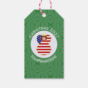 USA Roter Haar Engel Weihnachtsflagge Personalisie Geschenkanhänger