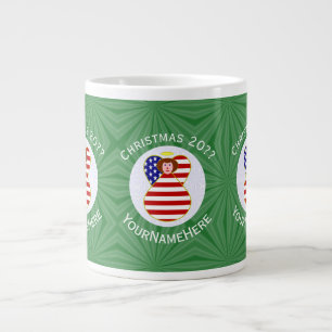 USA Roter Haar Engel Weihnachtsflagge Personalisie Jumbo-Tasse