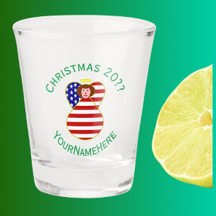 USA Rothaariger Engel Weihnachtsflagge Personalisi Schnapsglas