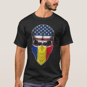 USA Rumänien Roots Rumänische Flagge Skull Ra T-Shirt