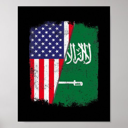 USA - Saudi-Arabien Fahne Männer Frauen Poster (Vorne)
