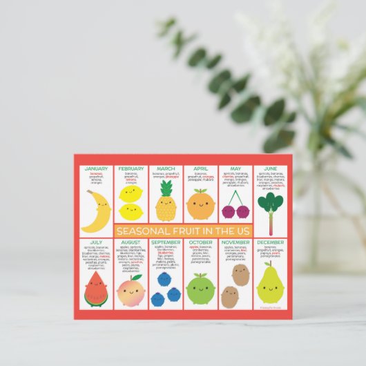 USA Seasonal Fruchtdiagramm Postkarte (Stehend Vorderseite)
