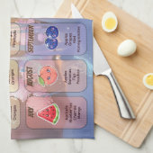 USA Seasonal Fruits Chart Postcard Geschirrtuch (Viertel Falte)