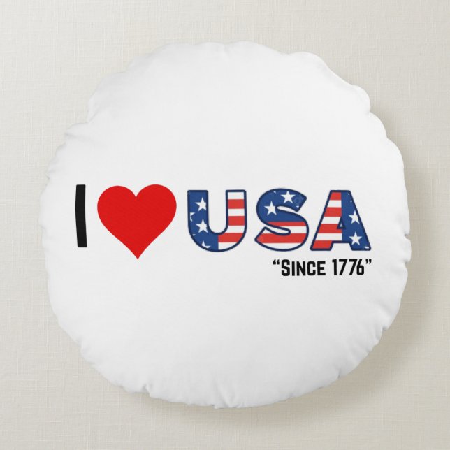 ❤️ USA - Seit 1776 Rundes Kissen (Vorderseite)