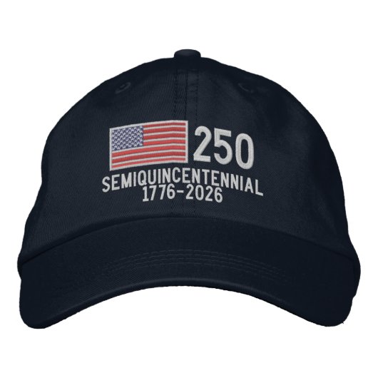 USA-Semiquincentennial mit amerikanischer Flagge Bestickte Baseballkappe (Vorderseite)