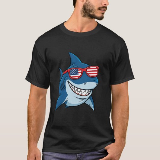USA Shark Humore - Unabhängigkeitstag Unterwasser T-Shirt (Vorderseite)