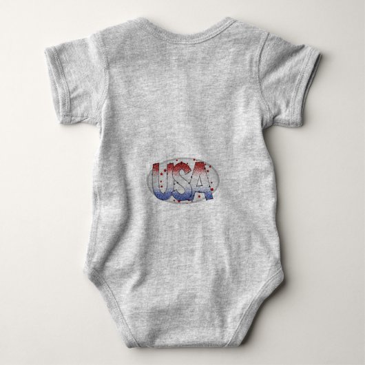 USA Shimmer und Stars Word Art Baby Strampler (Rückseite)