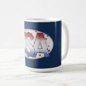 USA Shimmer und Stars Word Art Kaffeetasse (VorderseiteRechts)