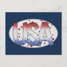 USA Shimmer und Stars Word Art Postkarte