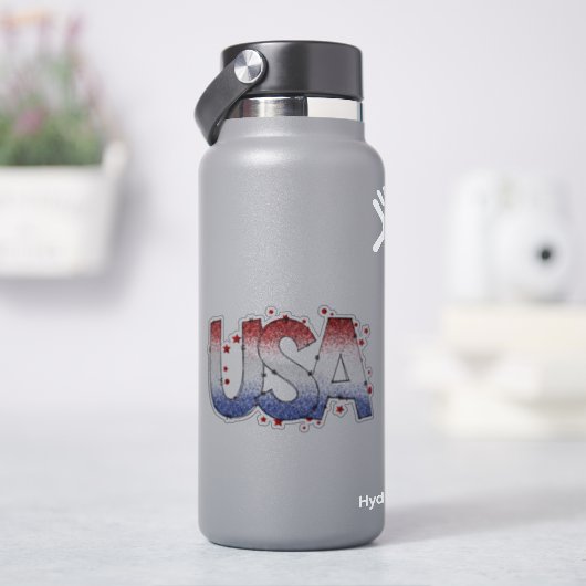 USA Shimmer und Stars Word Art Vinyl Aufkleber (HydroFlask)