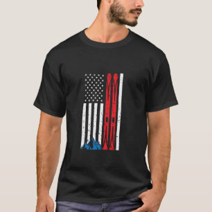 USA Ski Amerikanische Flagge Skifahren Skifahrer W T-Shirt