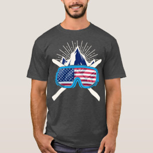 USA Ski Ski America American Flag Patriotic T-Shirt
