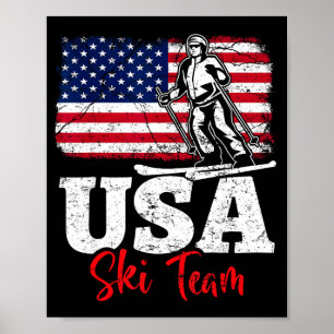 USA-Ski-Team Amerika Skifahren Wintersport Skifahr Poster