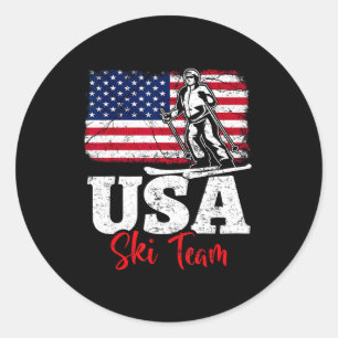 USA-Ski-Team Amerika Skifahren Wintersport Skifahr Runder Aufkleber