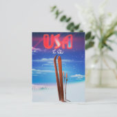 usa Skifahrplakat Postkarte (Stehend Vorderseite)
