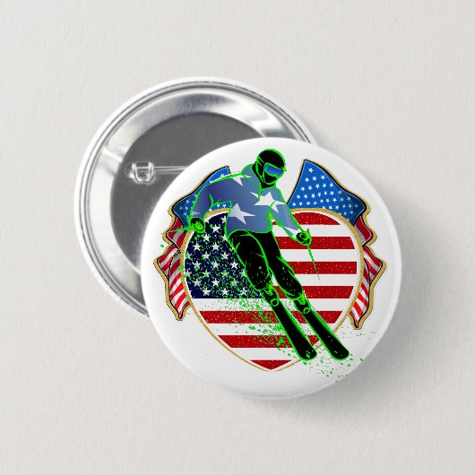 USA SKIING BUTTON (Vorne & Hinten)