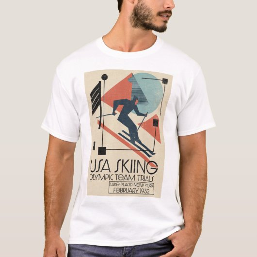 USA-Skiposter T-Shirt (Vorderseite)